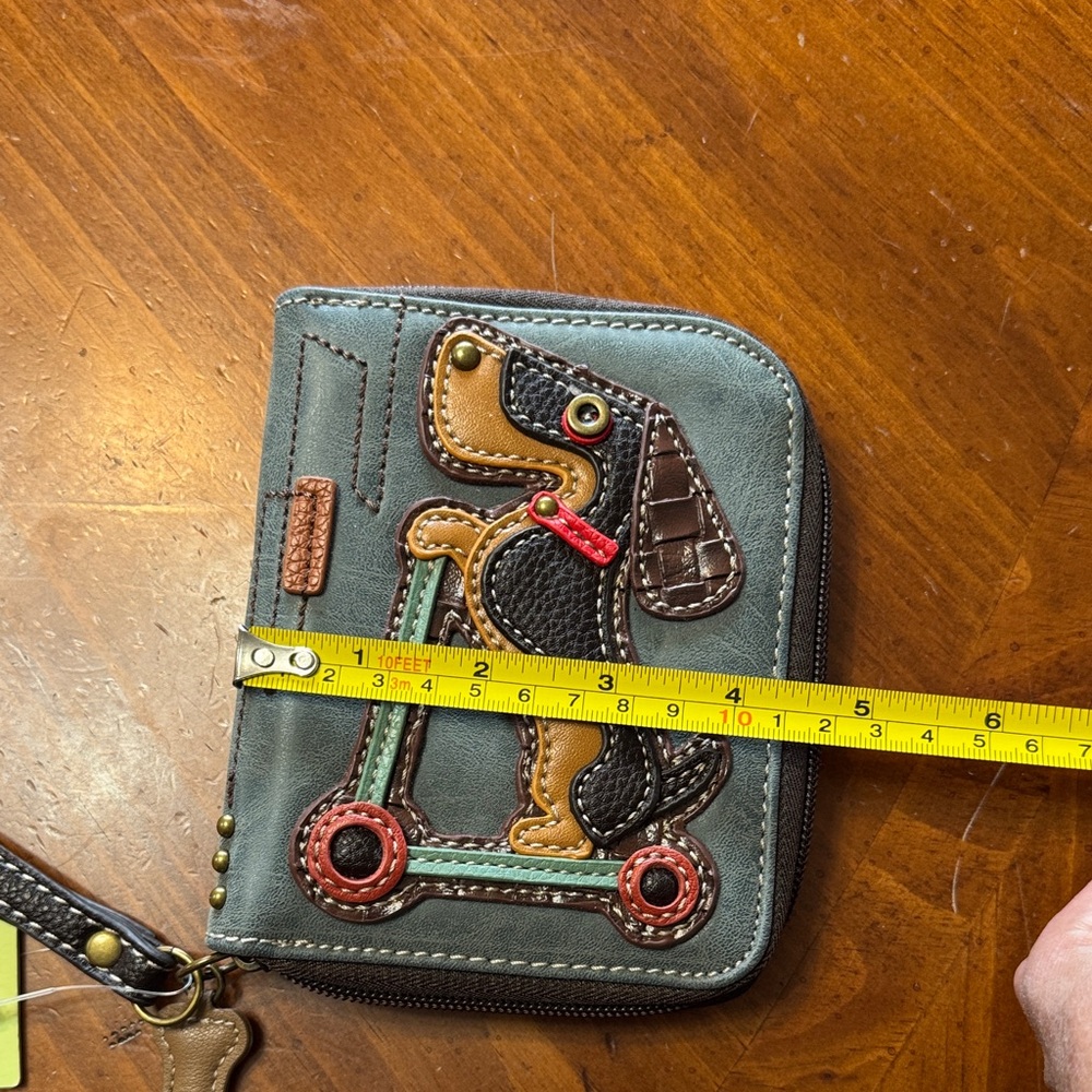 Chala Teal Dog Scooter Zip Wallet with Wristlet - Picture 7 of 7